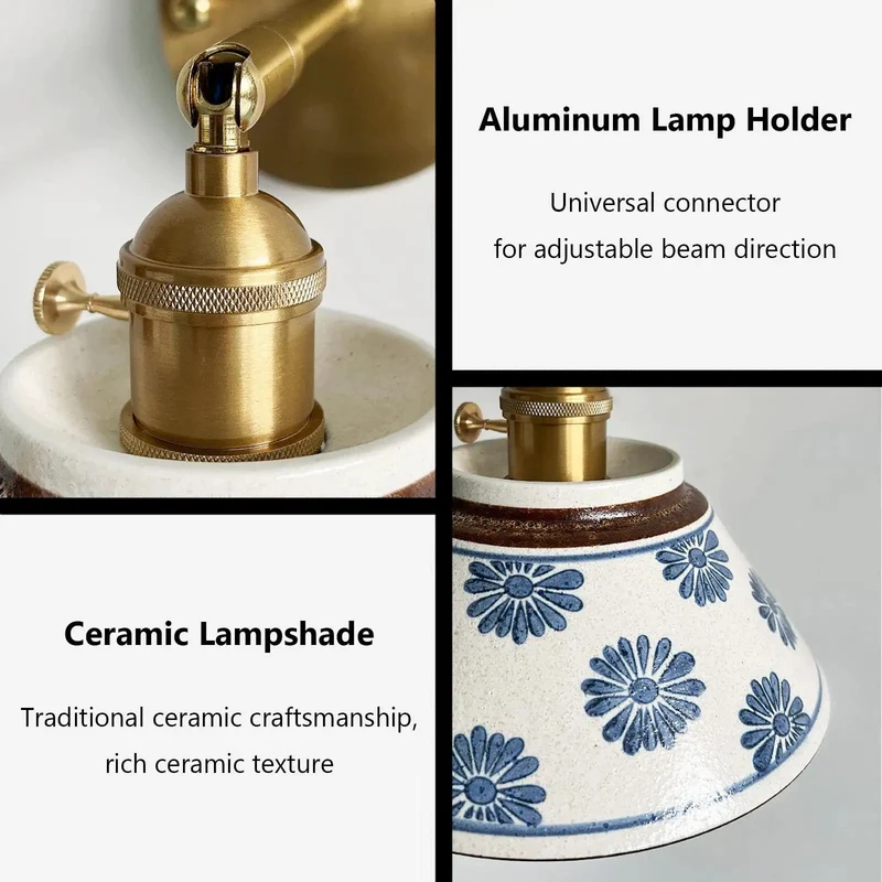 Slick Adjustable Swing Arm Wall Sconce Featuring Vintage Ceramic Lamp Shade With Super Flexible Rotating Hinge For Cozy Bedside Reading And Totally Fresh Entryway Vibes