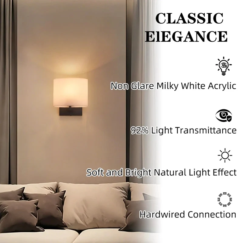 Badass Modern Hardwired Wall Sconce Featuring Milky White Acrylic Globe And Sleek Black Frame For Sick Indoor Lighting Vibes That Legitly Level Up Your Living Space Decorating Setup Today