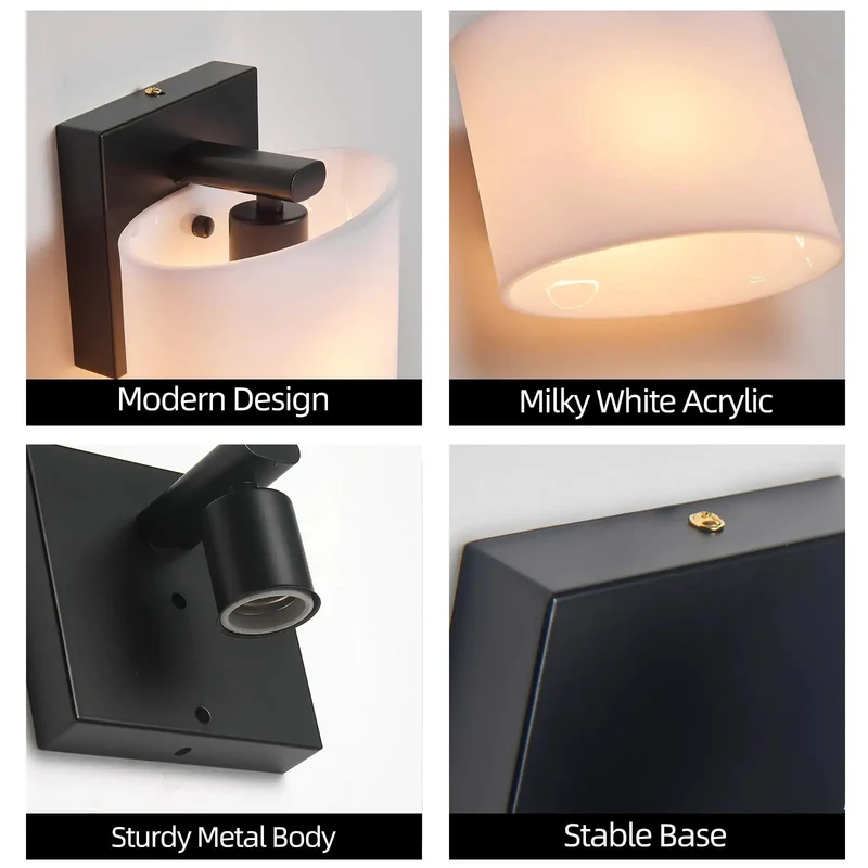 Badass Modern Hardwired Wall Sconce Featuring Milky White Acrylic Globe And Sleek Black Frame For Sick Indoor Lighting Vibes That Legitly Level Up Your Living Space Decorating Setup Today