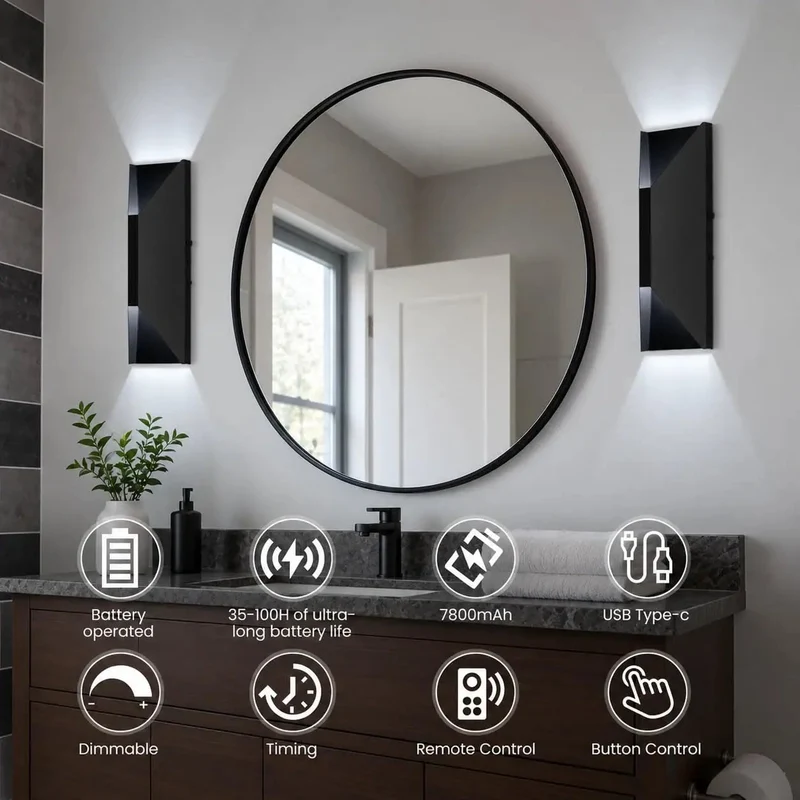 Cordless Wireless Wall Sconces Set Of Two Rechargeable Battery Wall Lights Zero Hassle Wiring Rental Ready Modern Design Smooth Rollout Warm Glow Perfect For Apartments Bedrooms Hallways And Everyday Spaces