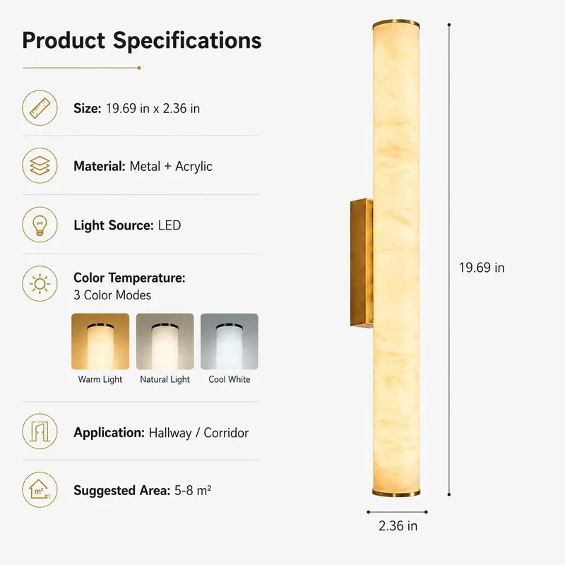 Level Up Your Space With This Fire Modern Wall Sconce Boasting A Striking Resin Shade And Polished Brass Gold Metal Base. Enjoy Three Color Changing LED Settings For That Perfect Vibe. Hardwired Fixture Fits Bedroom, Living Room, Hallway, Staircase.