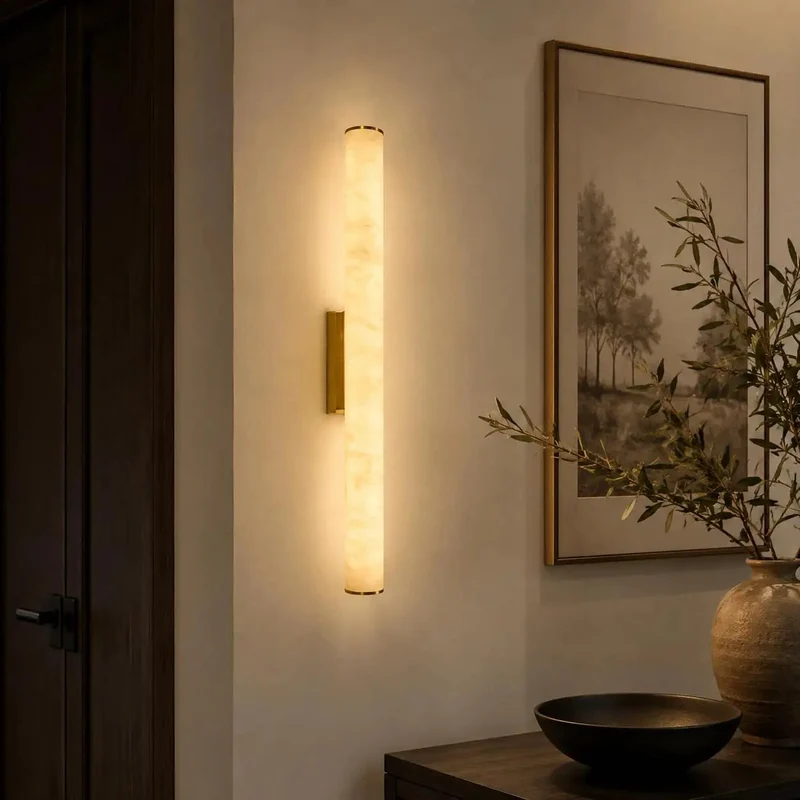 Level Up Your Space With This Fire Modern Wall Sconce Boasting A Striking Resin Shade And Polished Brass Gold Metal Base. Enjoy Three Color Changing LED Settings For That Perfect Vibe. Hardwired Fixture Fits Bedroom, Living Room, Hallway, Staircase.