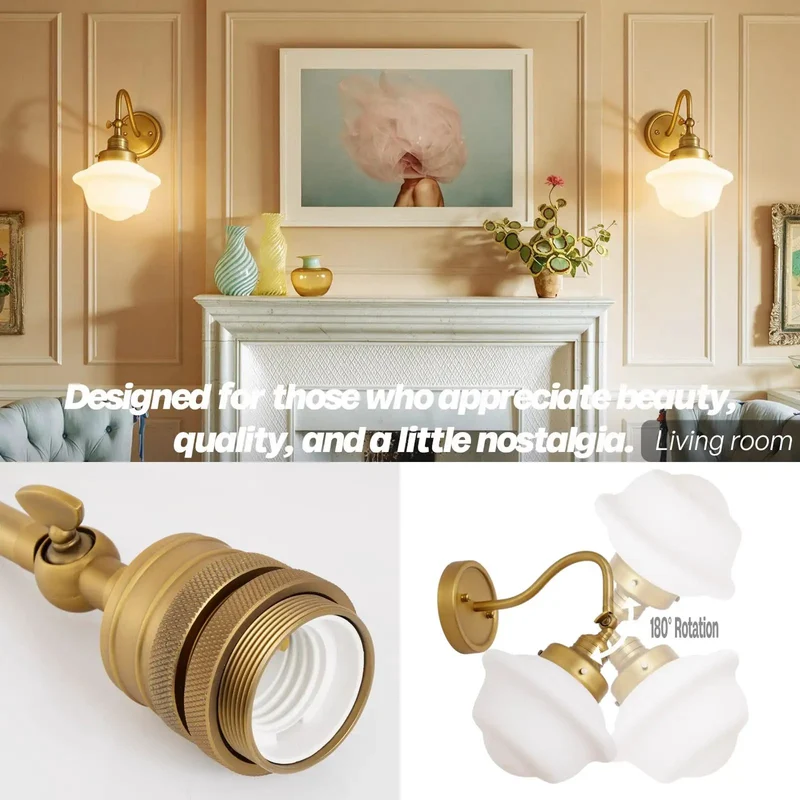 Vintage Adjustable Arm Wall Sconce Featuring Smooth Milk White Glass Shade For Bathroom Vanity Bedroom Reading Fixture And Hallway Accent Hella Durable Build With Killer Ambient Lighting For Your Space