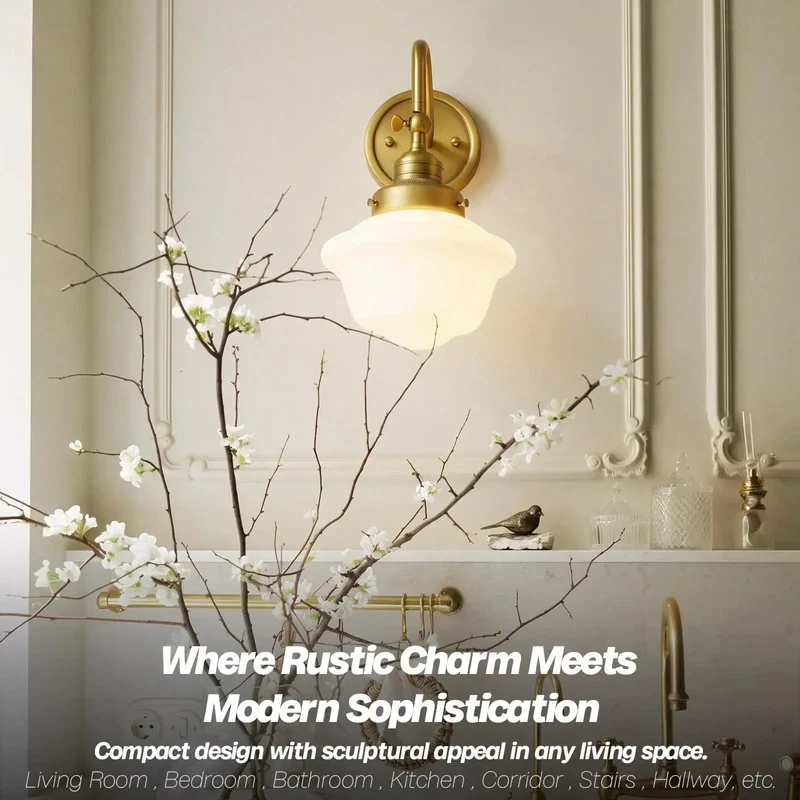 Vintage Adjustable Arm Wall Sconce Featuring Smooth Milk White Glass Shade For Bathroom Vanity Bedroom Reading Fixture And Hallway Accent Hella Durable Build With Killer Ambient Lighting For Your Space