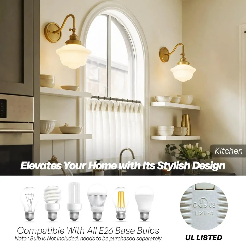 Vintage Adjustable Arm Wall Sconce Featuring Smooth Milk White Glass Shade For Bathroom Vanity Bedroom Reading Fixture And Hallway Accent Hella Durable Build With Killer Ambient Lighting For Your Space