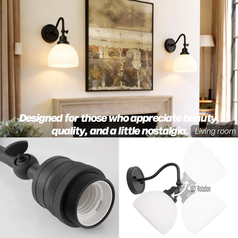 Straight Up Vintage Wall Sconce One Light With White Striped Glass Globe Shade Rustic Metal Fixture For Bedroom Hallway Total Standout Piece That Is Truly Built Different With Solid Metal Arms And Matte Coating