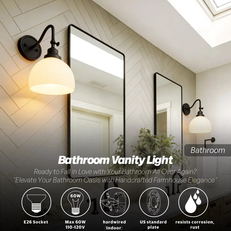 Straight Up Vintage Wall Sconce One Light With White Striped Glass Globe Shade Rustic Metal Fixture For Bedroom Hallway Total Standout Piece That Is Truly Built Different With Solid Metal Arms And Matte Coating