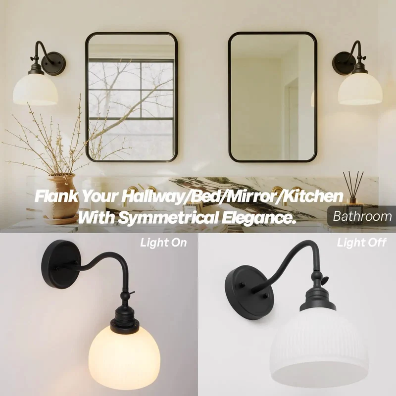 Straight Up Vintage Wall Sconce One Light With White Striped Glass Globe Shade Rustic Metal Fixture For Bedroom Hallway Total Standout Piece That Is Truly Built Different With Solid Metal Arms And Matte Coating