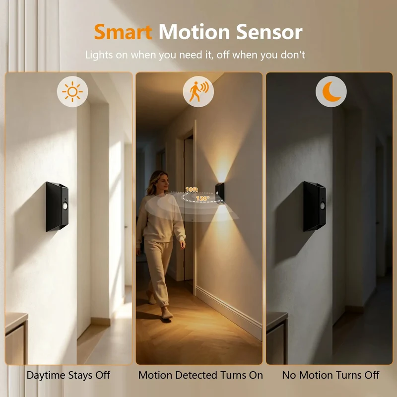 Slick Rechargeable Motion Sensor Lights For Indoor Use, No Sweat Drill Free Magnetic Wall Sconces With Heavy Duty Adhesive Base, Quick USB Charge And Easy Install, Sweet 2 Pack Set For Cozy Hallways Compact Closets And Dim Stairwells