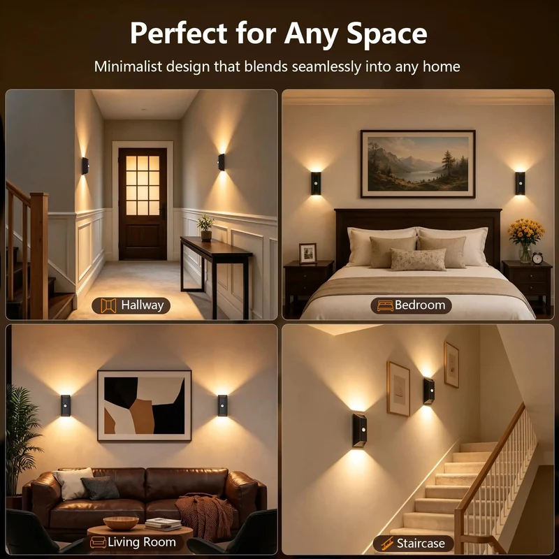 Slick Rechargeable Motion Sensor Lights For Indoor Use, No Sweat Drill Free Magnetic Wall Sconces With Heavy Duty Adhesive Base, Quick USB Charge And Easy Install, Sweet 2 Pack Set For Cozy Hallways Compact Closets And Dim Stairwells