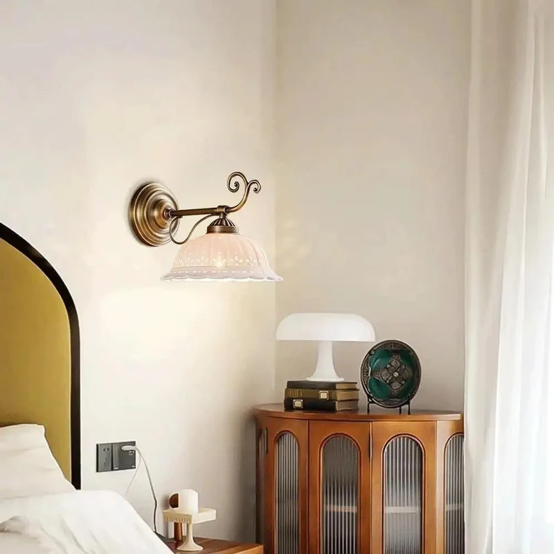Premium Nine Inch Antique Brass Ceramic Wall Sconce Featuring Floral Cutout Designs For Killer Room Vibes And Top Shelf Bedroom Lighting Fixtures