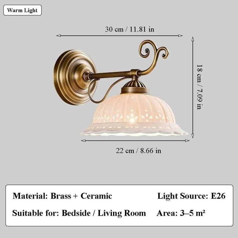 Premium Nine Inch Antique Brass Ceramic Wall Sconce Featuring Floral Cutout Designs For Killer Room Vibes And Top Shelf Bedroom Lighting Fixtures