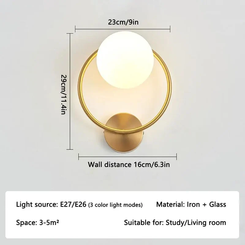 Top Tier Modern Circular Wall Sconce With Slick Iron Body And Frosted Glass Globe Delivers Killer Three Color Modes For Straight Up Premium Indoor Lighting Setup In Bedroom Or Hallway Spaces
