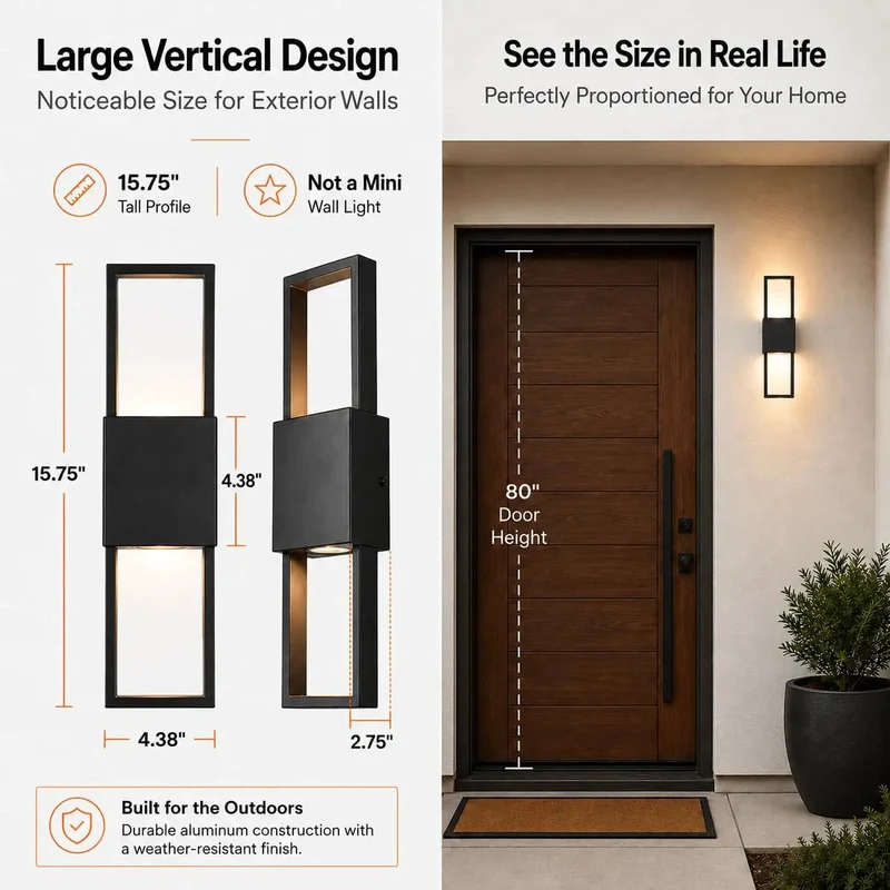 Modern Outdoor Wall Sconces 2 Pack Up And Down LED Light Fixtures 3000K Warm White Hardwired For Porch Patio Garage Door With Sleek Aluminum Frame To Amp Up Your Home Curb Appeal And Create A Total Badass Glow Vibes Anytime Day Or Night