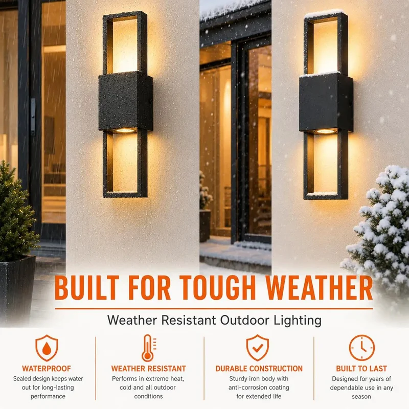 Modern Outdoor Wall Sconces 2 Pack Up And Down LED Light Fixtures 3000K Warm White Hardwired For Porch Patio Garage Door With Sleek Aluminum Frame To Amp Up Your Home Curb Appeal And Create A Total Badass Glow Vibes Anytime Day Or Night