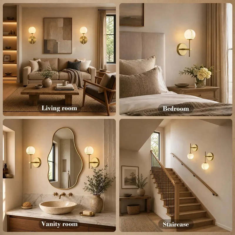 Set Of Two Straight Up Premium Alabaster Wall Sconces With 10 Inch Natural Marble Globe Light For Bathroom Vanity And Bedroom Featuring Hardwired Ball Lamps Dropping Major Style And A Legit Warm Vibe For Stairs And Hallways