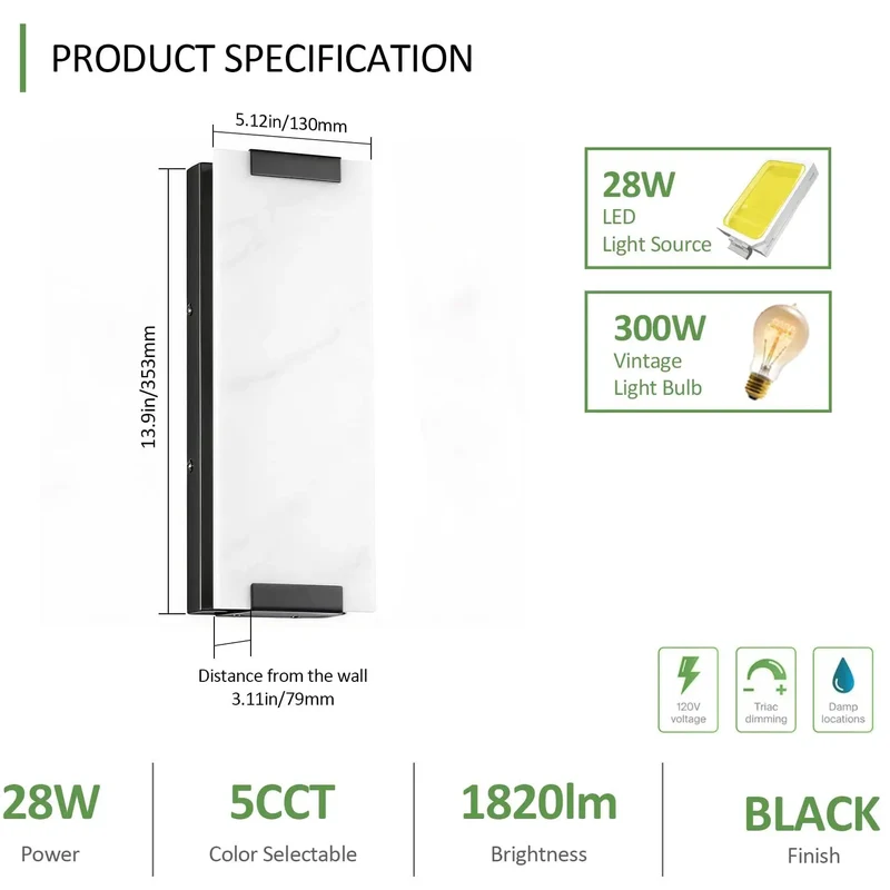 Slick Black Led Wall Sconce Delivers Smooth Three Way Dimming Control And Sweet Five Cct Color Selection For Solid Indoor Illumination And Nifty Home Glow Enhancements With Hardwired Design Makes It A Knockout Choice