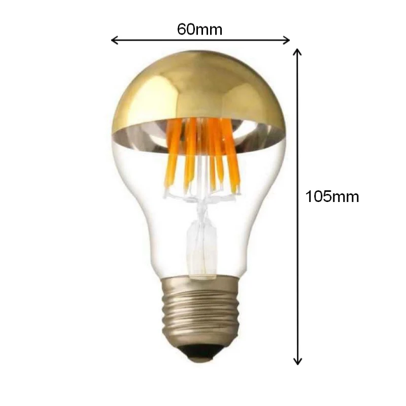 Ampoule LED E27 Filament 7W A60 Reflet Or