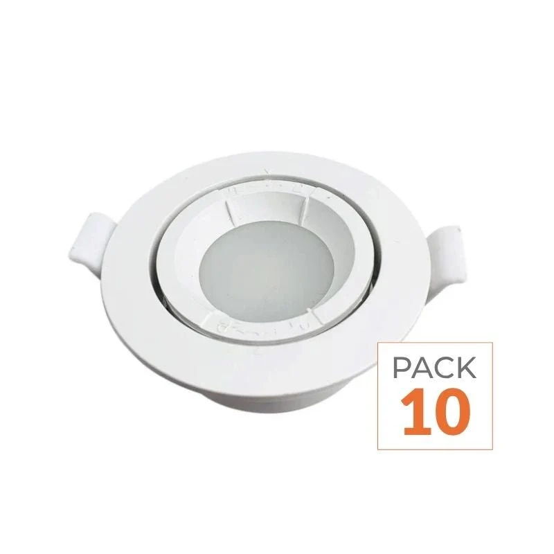 Pack de 10 - Support Spot Encastrable GU10 LED Orientable Rond BLANC