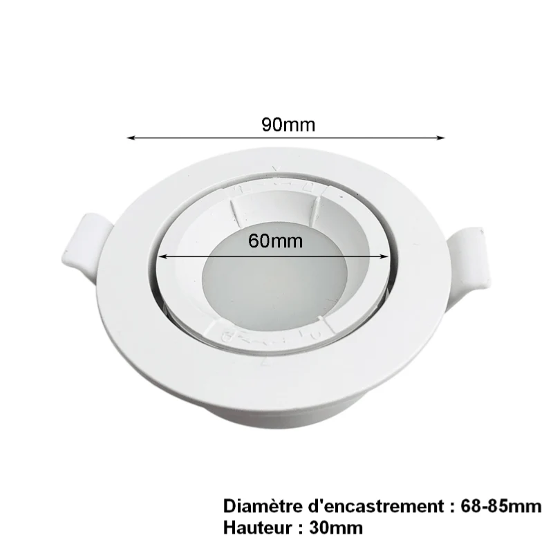 Pack de 10 - Support Spot Encastrable GU10 LED Orientable Rond BLANC