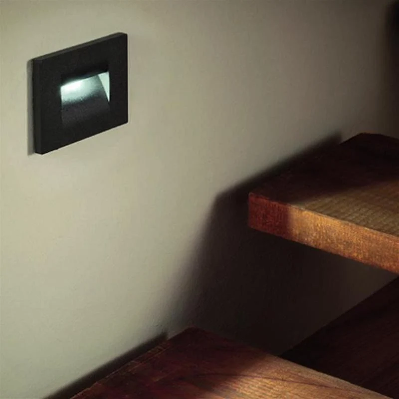 Pack de 10 - Balise LED saillie 3W 220V 120° Noire IP44 pour Escalier