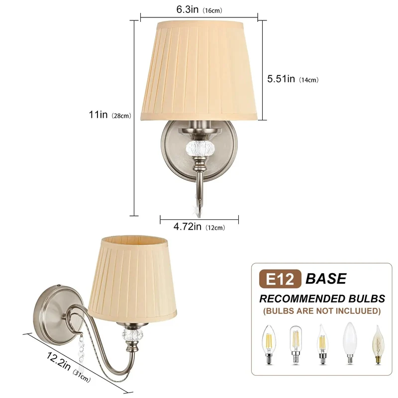 Top Shelf One Light Brushed Nickel Vanity Light with Beige Fabric Shade and Modern Wall Sconce Bringing Hella Smooth Glare Free Illumination to Your Ultimate Bathroom Refresh