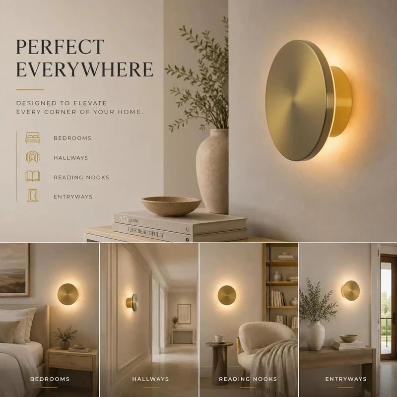 Swanky 6.7 Inch Rechargeable Led Wall Sconce Featuring A Snazzy Brushed Brass Finish Wireless Battery Operated Compact Accent Light For Modern Homes With Top Shelf Durability And Energy Saving Performance