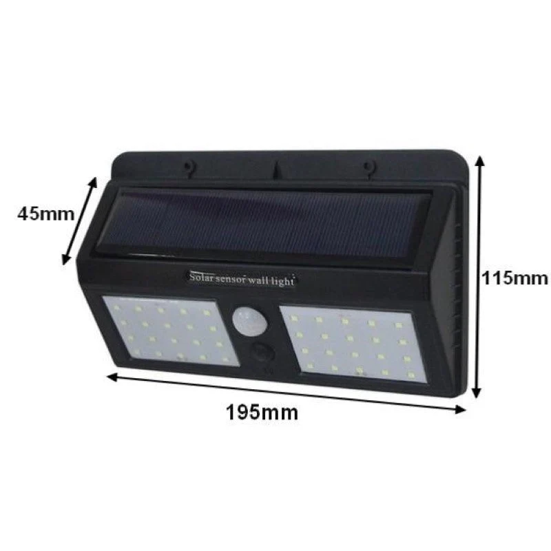 Applique Murale Solaire LED Noire 1.5W IP54 avec Détecteur de Mouvement