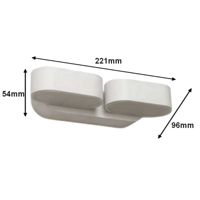 Applique Murale Double Blanche LED 12W IP54 Orientable Ovale
