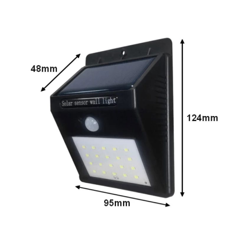 Applique Murale Solaire LED Noire 0.75W IP54 avec Détecteur de Mouvement