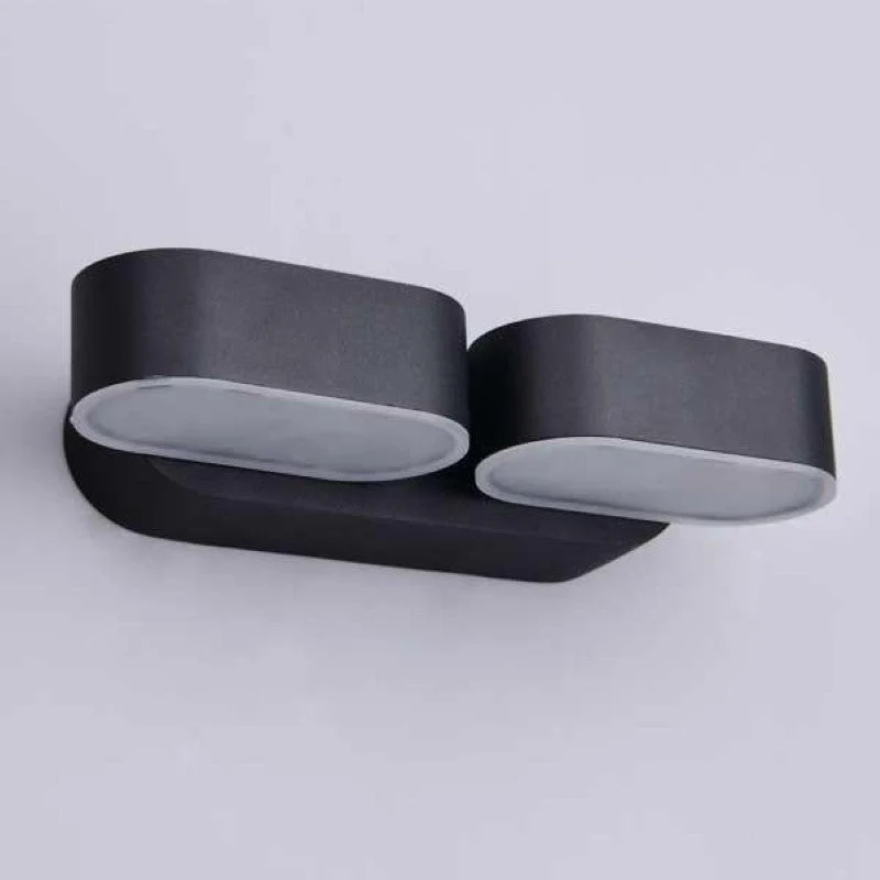 Applique Murale Double Noire LED 12W IP54 Orientable Ovale