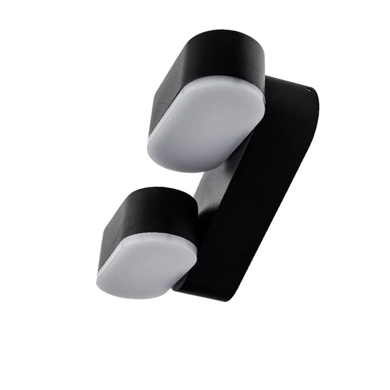 Applique Murale Double Noire LED 12W IP54 Orientable Ovale