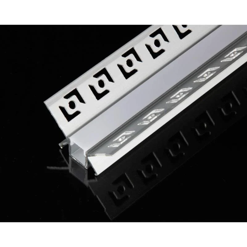 Profilé Aluminium encastré d'angle 2m pour Ruban LED Couvercle Blanc Opaque