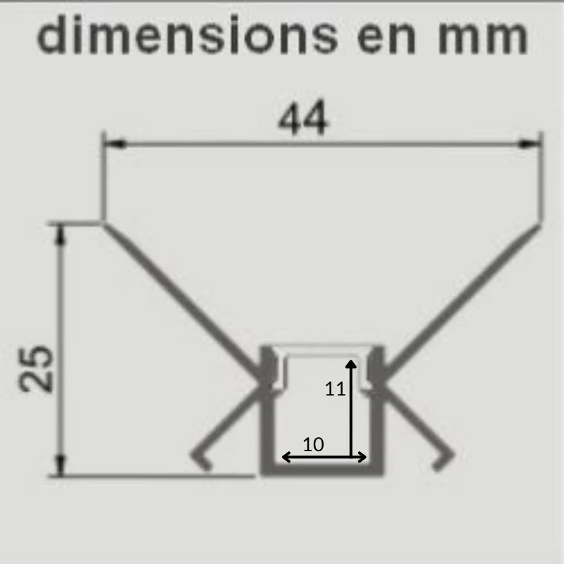 Profilé Aluminium encastré d'angle 1m pour Ruban LED Couvercle Blanc Opaque