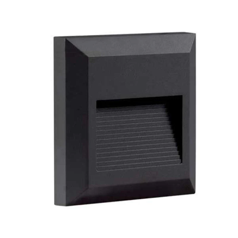 Balise LED saillie Carré 2W 220V 55° Noire IP65 pour Escalier
