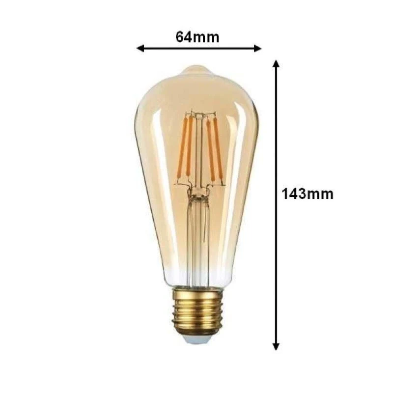 Ampoule LED E27 Filament 6W ST64 Edison