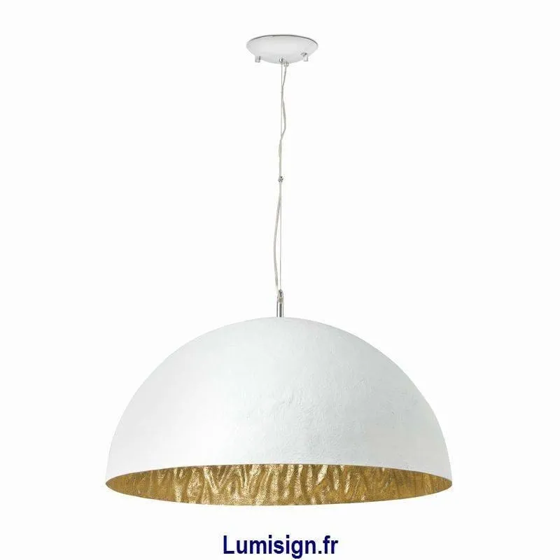 Suspension MAGMA blanche et or.
