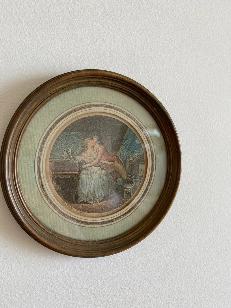 Médaillons rond en bois gravure d'époque Louis Boilly XIX ème