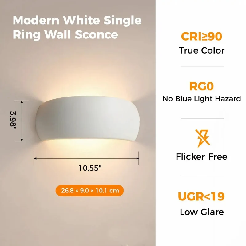 Clean Line Matte White LED Wall Sconce Featuring A Sculpted Ring Profile And Killer 3000K Warm Ambiance Bulb Included Delivers A Nifty Spark Of Style To Any Corner You Want To Level Up
