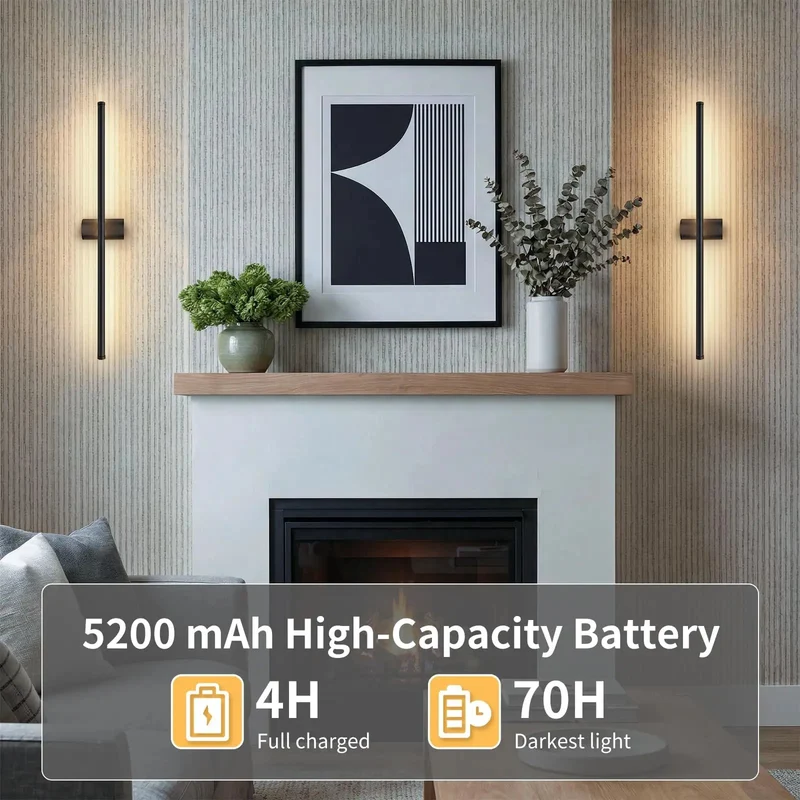 Battery Powered Wall Sconces Set Of 2 Wireless Light Fixtures No Drama Hanging Sleek Modern Accent Lamps For Renters Totally Chic DIY Setup Premium Ambient Glow Upgrade For Apartments And Bedrooms
