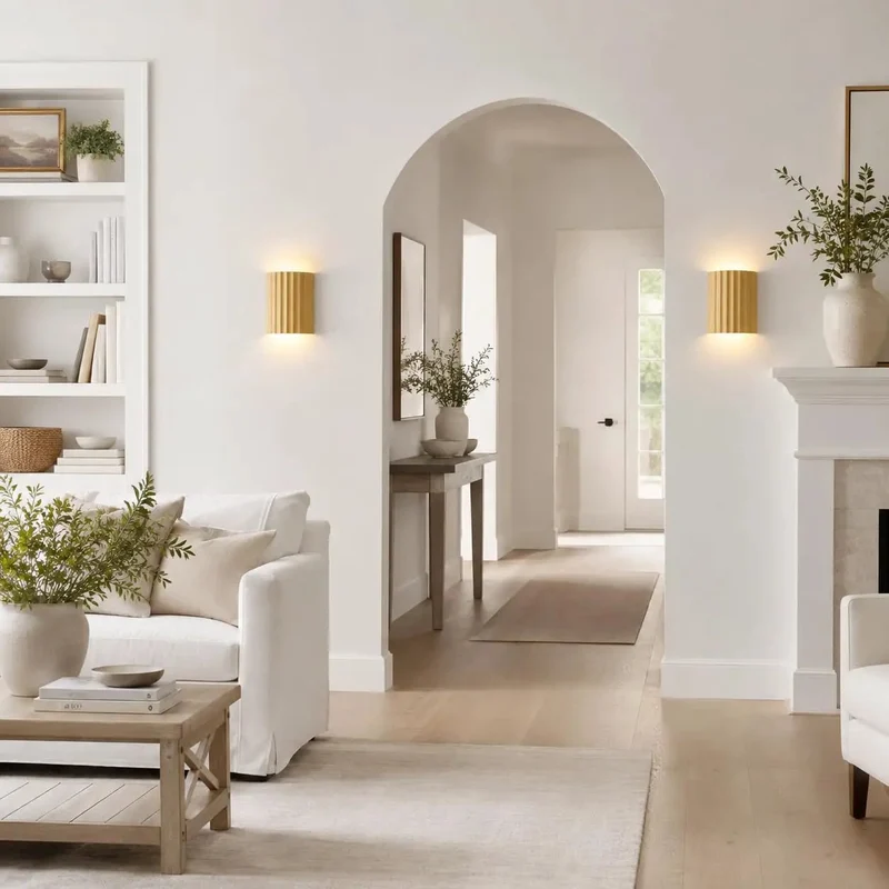 Kick Up Your Home Vibes With This Top Tier Pair Of Two Modern Cream Resin LED Wall Sconces Featuring Hardwired Up And Down Lighting For Indoor Spaces Delivering Smooth Ambient Glow And Seamless Everyday Decor