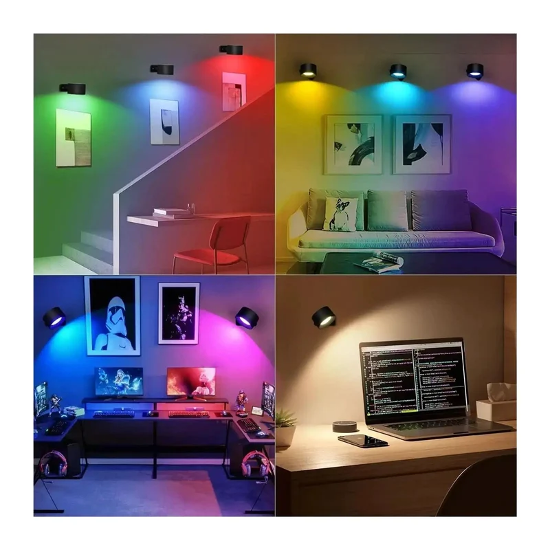 Knockout Rechargeable LED Wall Sconce With 19 RGB Colors Dimmable Touch Remote Control Battery Operated Picture Light For Bedroom Living Room Adhesive Mount For Zero Hassle Setup To Dial In Perfect Lighting Vibes No Drilling Necessary.