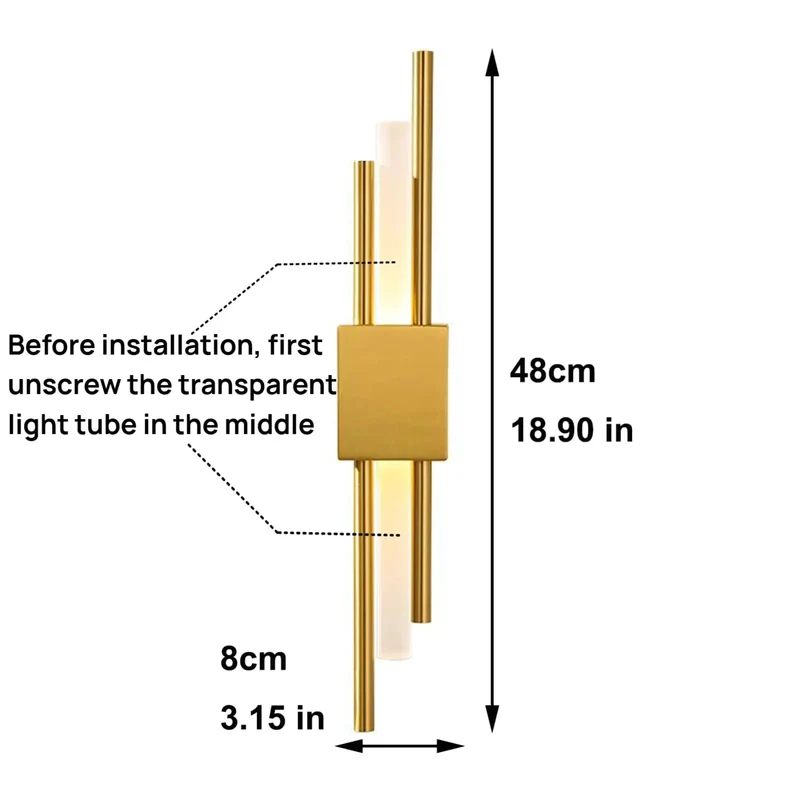 Badass Modern Gold LED Wall Sconces Pair, Hella Sleek Geometric Metal And Acrylic Vertical Lamp, Three Warm To Cool Lighting Modes, Real Style Upgrade For Bedroom Or Living Room Walls, Low Wattage