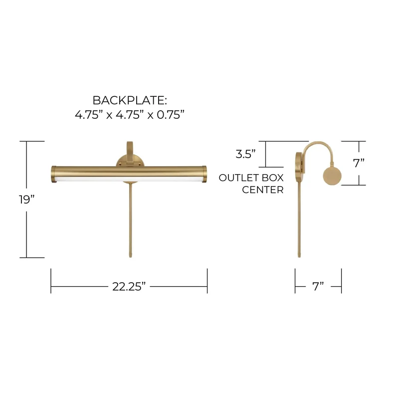 Morgan Wall Sconce Integrated LED 24 Watt Matte Brass Finish Lights Gallery For Sick Vibes And Badass Style While Showing Photos And Art On Walls Or Shelves With Plug And Play Ready Design Measuring 19 H By 22 W To Highlight Your Art