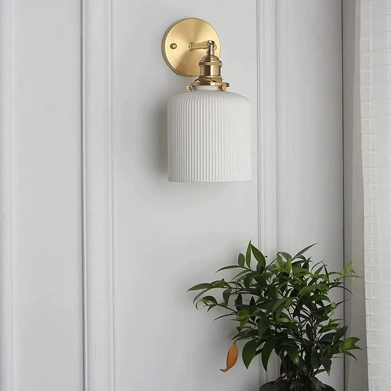 Nordic Minimalist Wall Sconce With A Dope Brass Ceramic Build And Zero Eyestrain Flicker Free Led Bulb For Bedroom Decor And Chill Lounge Vibes Featuring Clean Lines And Heavy Duty Cafe Fixture Charm