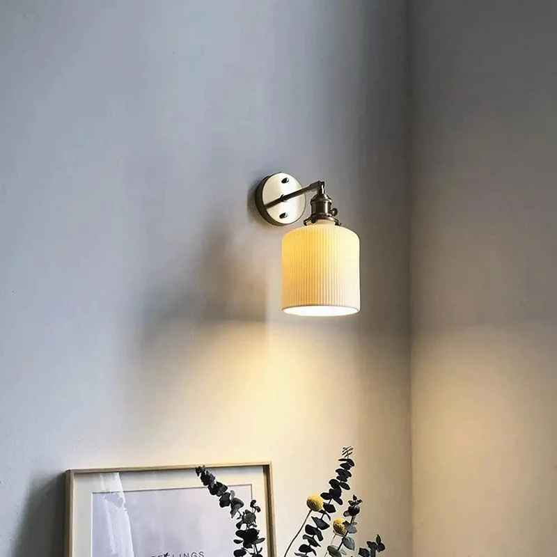 Nordic Minimalist Wall Sconce With A Dope Brass Ceramic Build And Zero Eyestrain Flicker Free Led Bulb For Bedroom Decor And Chill Lounge Vibes Featuring Clean Lines And Heavy Duty Cafe Fixture Charm