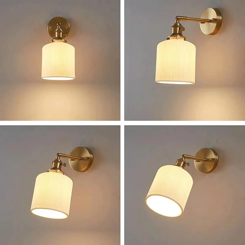 Nordic Minimalist Wall Sconce With A Dope Brass Ceramic Build And Zero Eyestrain Flicker Free Led Bulb For Bedroom Decor And Chill Lounge Vibes Featuring Clean Lines And Heavy Duty Cafe Fixture Charm