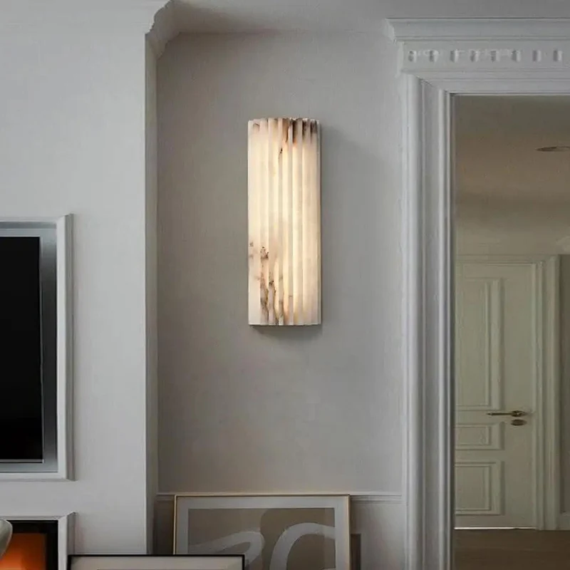New Top Tier Alabaster Wall Sconce With Sleek Nordic Lines And Bright Led Lights To Give Your Living Room Balcony Or Modern Apartment Serious Glow Vibes