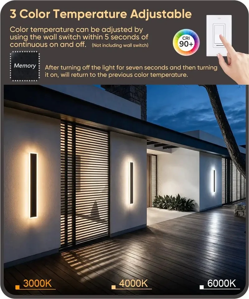 Pack Of Two Slick Black Led Wall Sconces For Exterior Use 23.6 Inch Long Linear Fixtures With 3Cct Adjustable Lighting High Performance And Blazing Bright For Garage Porch And Entryway
