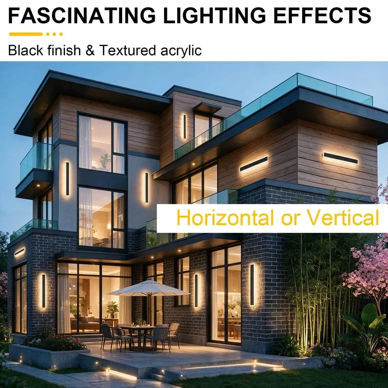 Pack Of Two Slick Black Led Wall Sconces For Exterior Use 23.6 Inch Long Linear Fixtures With 3Cct Adjustable Lighting High Performance And Blazing Bright For Garage Porch And Entryway